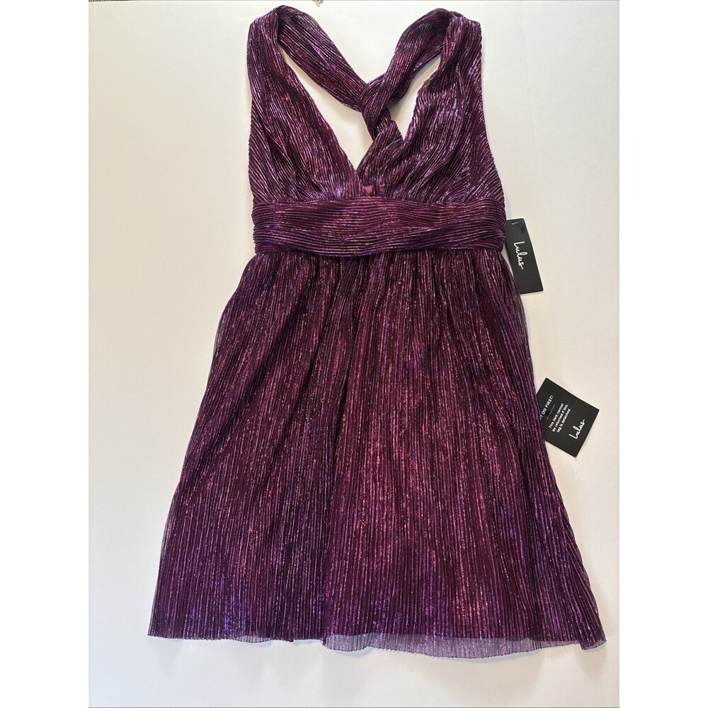 Lulus Ailey Magenta & Black Skater Dress Size XS Party Cocktail Homecoming